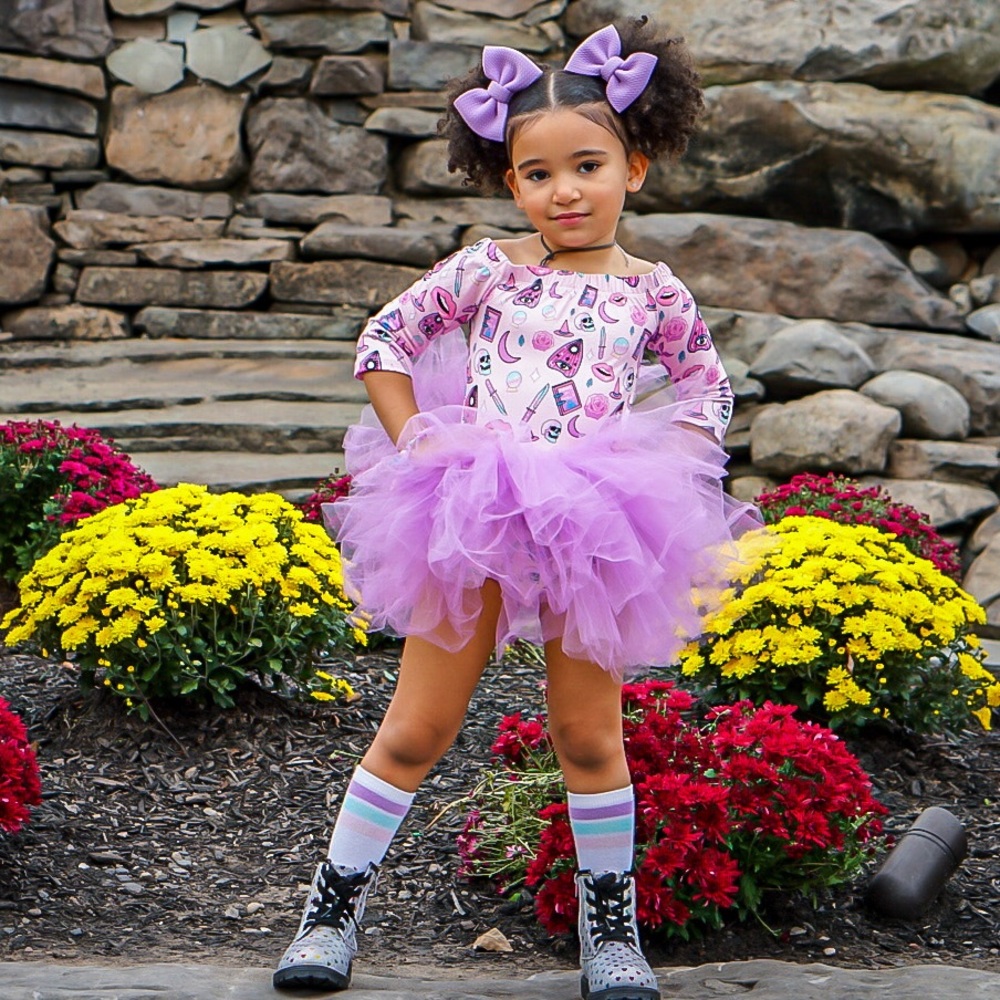 Off the Shoulders Halloween Print TuTu Dress for Toddler Girls from AriTutus